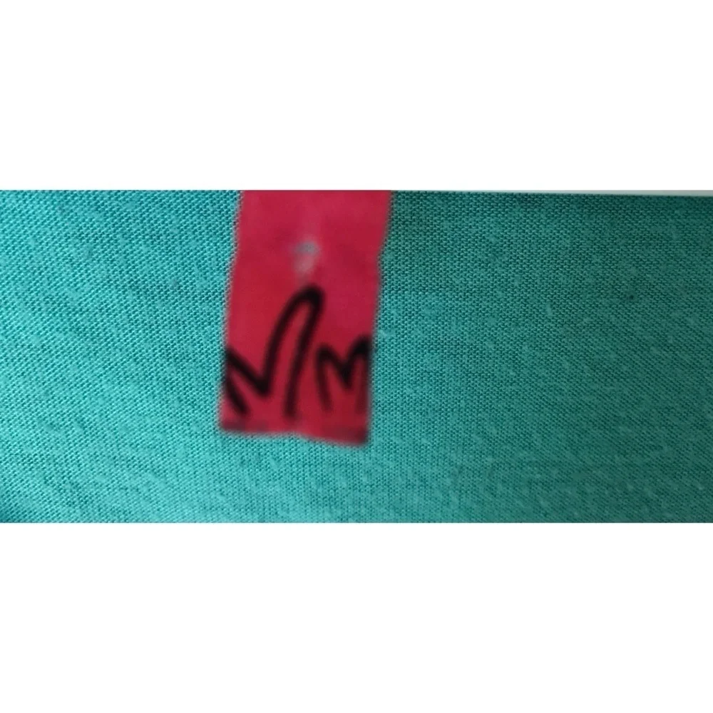 Sequin Striped Front! Teal Tee SzM Short Sleeves Ruch Sides Cute NWOT